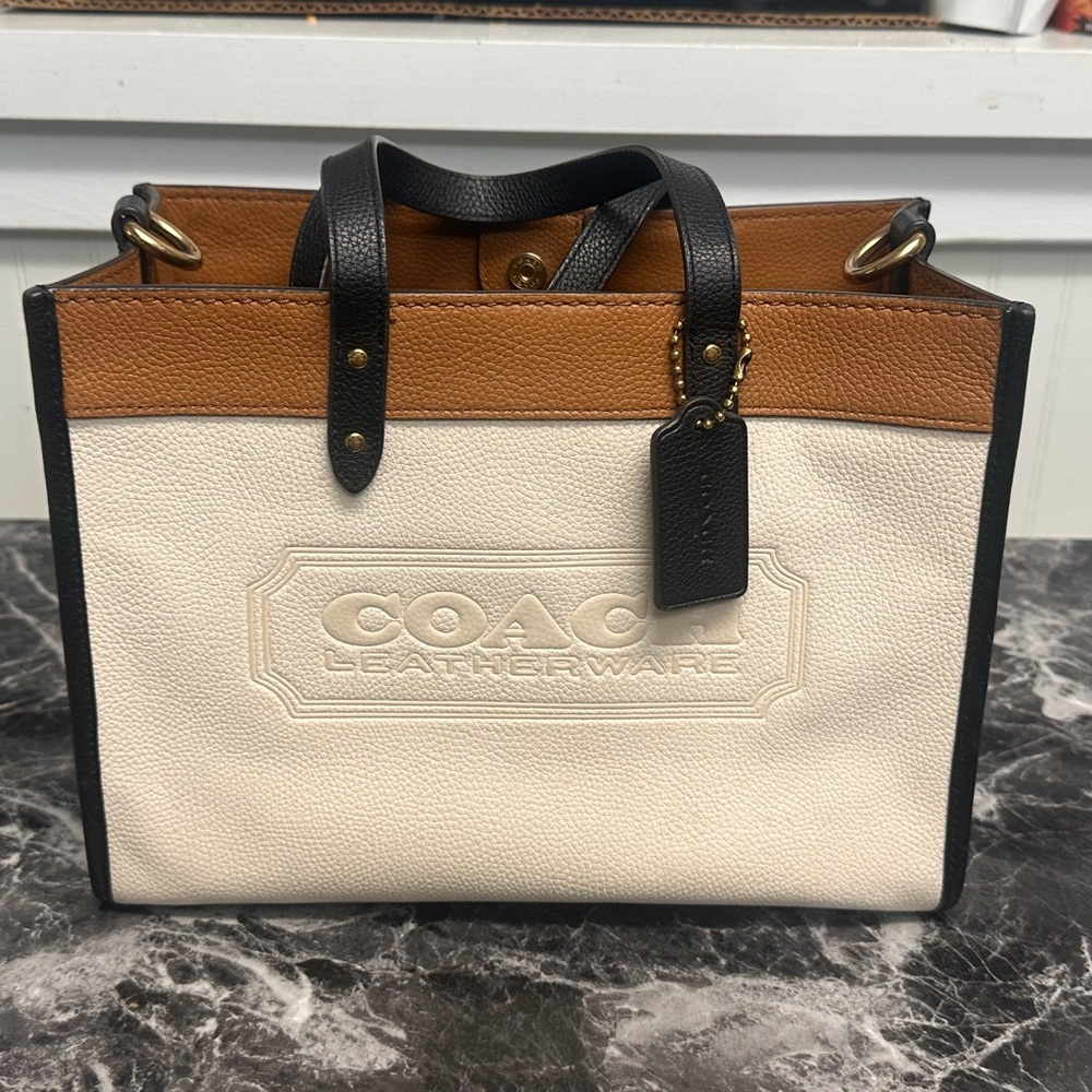 Coach Field Tote 30 in Colorblock Chalk/Brass